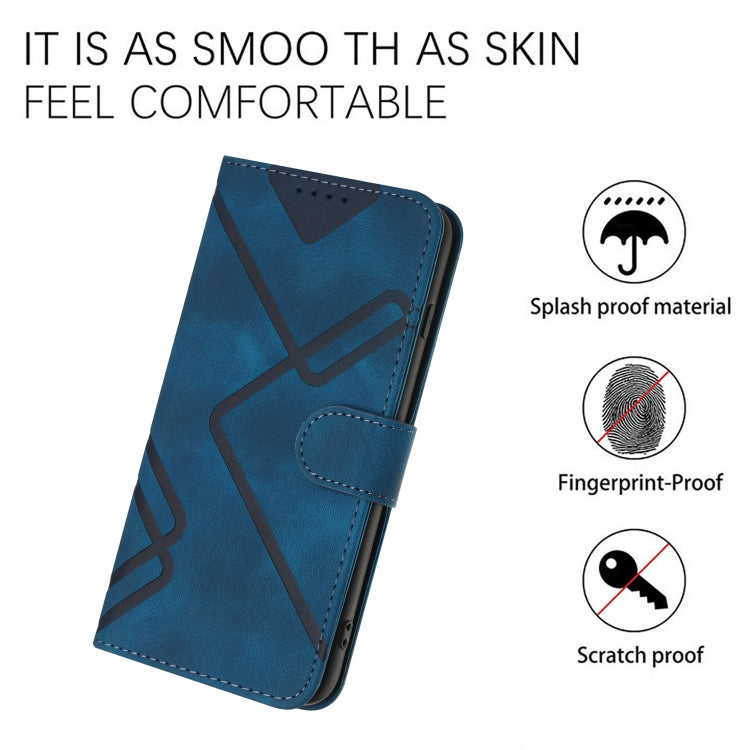 For OnePlus 12 Line Pattern Skin Feel Leather Phone Case(Royal Blue) - OnePlus Cases by buy2fix | Online Shopping UK | buy2fix