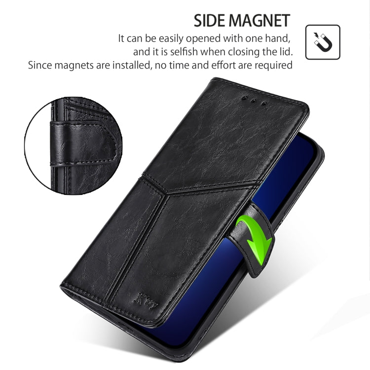 For Realme 12 5G Geometric Stitching Leather Phone Case(Black) - Realme Cases by buy2fix | Online Shopping UK | buy2fix