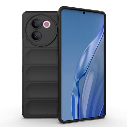 For vivo V30e 5G Global Magic Shield TPU + Flannel Phone Case(Black) - vivo Cases by buy2fix | Online Shopping UK | buy2fix