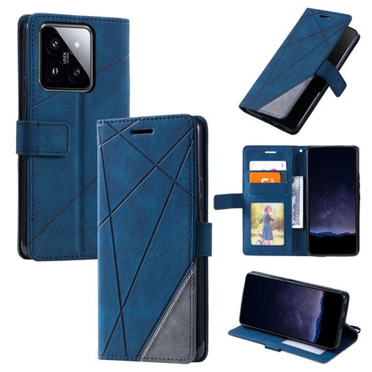 For Xiaomi 14 Pro Skin Feel Splicing Leather Phone Case(Blue) - 14 Pro Cases by buy2fix | Online Shopping UK | buy2fix