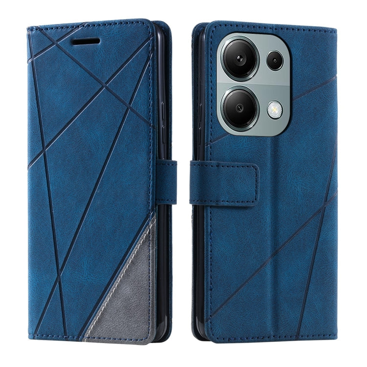 For Xiaomi Redmi Note 13 Pro 4G Skin Feel Splicing Leather Phone Case(Blue) - Note 13 Pro Cases by buy2fix | Online Shopping UK | buy2fix