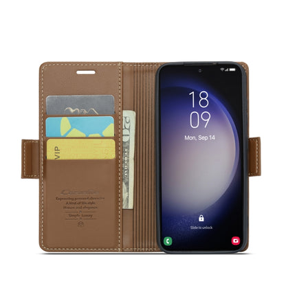 For Samsung Galaxy S23+ 5G CaseMe 023 Butterfly Buckle Litchi Texture RFID Anti-theft Leather Phone Case(Brown) - Galaxy Phone Cases by CaseMe | Online Shopping UK | buy2fix