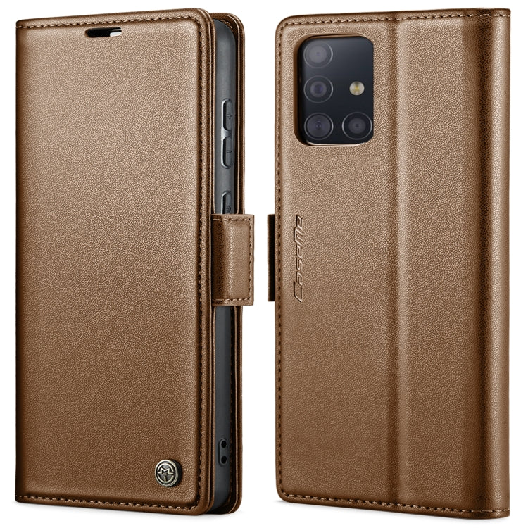 For Samsung Galaxy A51 4G/M40s CaseMe 023 Butterfly Buckle Litchi Texture RFID Anti-theft Leather Phone Case(Brown) - Galaxy Phone Cases by CaseMe | Online Shopping UK | buy2fix