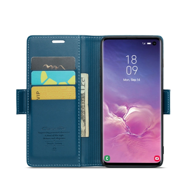 For Samsung Galaxy S10 CaseMe 023 Butterfly Buckle Litchi Texture RFID Anti-theft Leather Phone Case(Blue) - Galaxy Phone Cases by CaseMe | Online Shopping UK | buy2fix