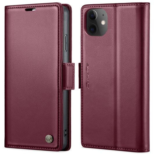 For iPhone 11 CaseMe 023 Butterfly Buckle Litchi Texture RFID Anti-theft Leather Phone Case(Wine Red) - iPhone 11 Cases by CaseMe | Online Shopping UK | buy2fix