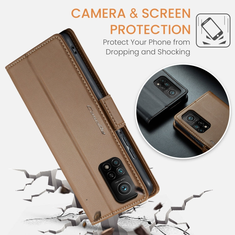 For Xiaomi Mi 10T 5G／10T Pro 5G CaseMe 023 Butterfly Buckle Litchi Texture RFID Anti-theft Leather Phone Case(Brown) - Xiaomi Cases by CaseMe | Online Shopping UK | buy2fix