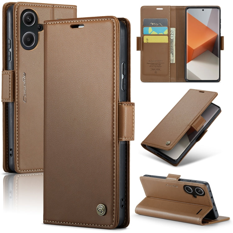 For Xiaomi Redmi Note 13 Pro+ 5G CaseMe 023 Butterfly Buckle Litchi Texture RFID Anti-theft Leather Phone Case(Brown) - Xiaomi Cases by CaseMe | Online Shopping UK | buy2fix