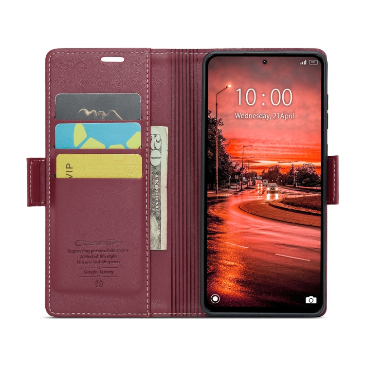 For Xiaomi Redmi Note 13 4G CaseMe 023 Butterfly Buckle Litchi Texture RFID Anti-theft Leather Phone Case(Wine Red) - Xiaomi Cases by CaseMe | Online Shopping UK | buy2fix