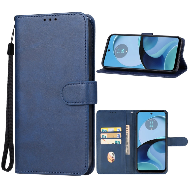 For Motorola Moto G14 Leather Phone Case(Blue) - Motorola Cases by buy2fix | Online Shopping UK | buy2fix