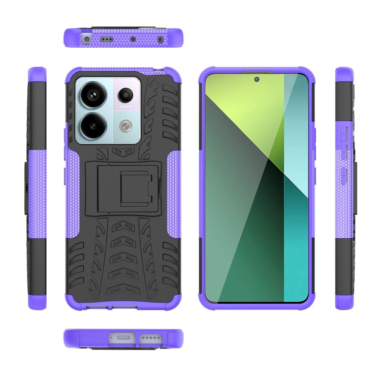 For Xiaomi Redmi Note 13 Pro 5G Global Tire Texture TPU + PC Phone Case with Holder(Purple) - Note 13 Pro Cases by buy2fix | Online Shopping UK | buy2fix