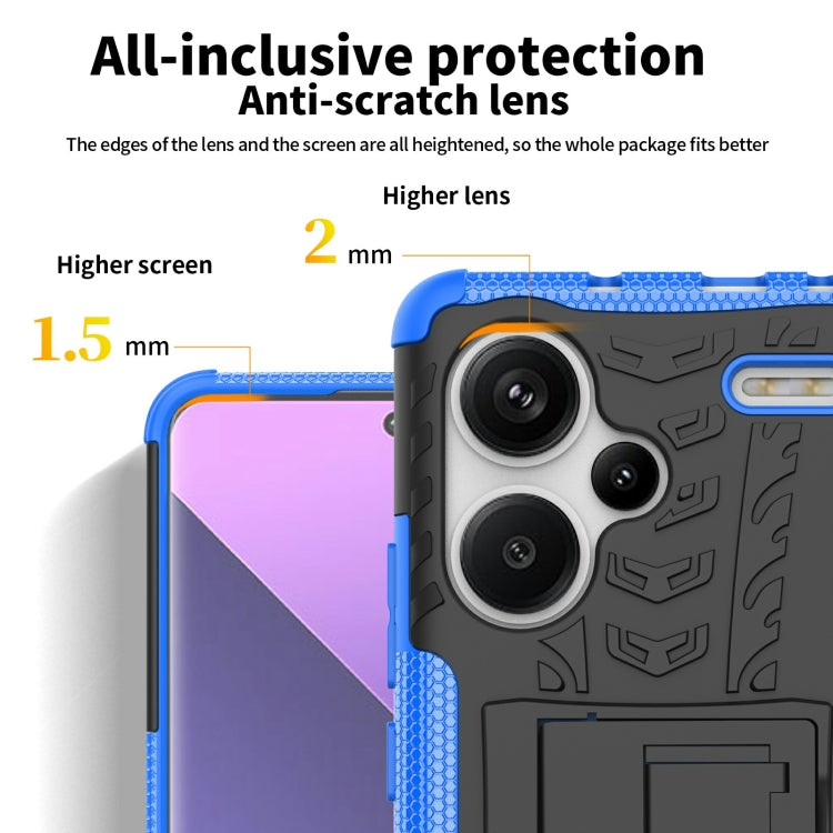 For Xiaomi Redmi Note 13 Pro+ 5G Tire Texture TPU + PC Phone Case with Holder(Black) - Note 13 Pro+ Cases by buy2fix | Online Shopping UK | buy2fix