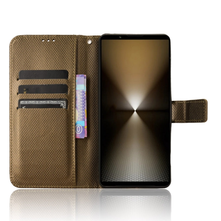 For Sony Xperia 1 VI 2024 Diamond Texture Leather Phone Case(Brown) - Sony Cases by buy2fix | Online Shopping UK | buy2fix