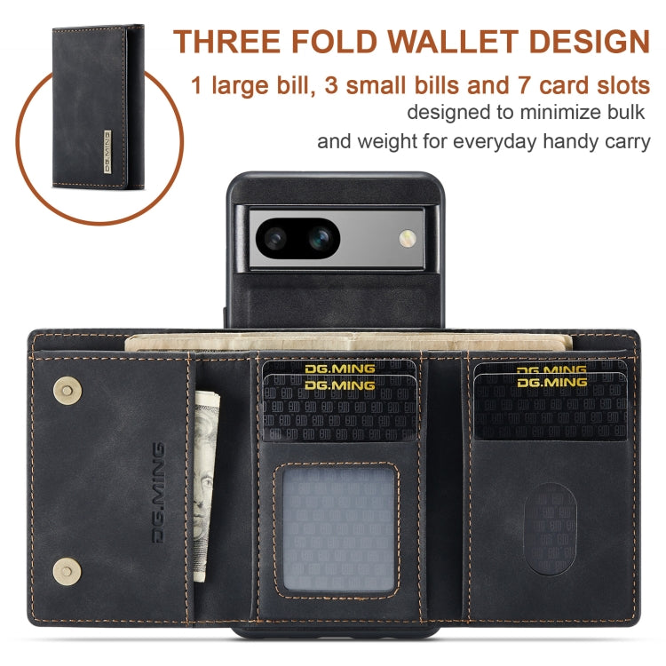 For Google Pixel 7A DG.MING M1 Series 3-Fold Multi Card Wallet + Magnetic Phone Case(Black) - Google Cases by DG.MING | Online Shopping UK | buy2fix