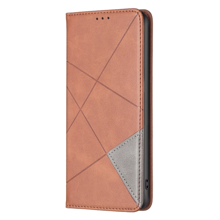 For Xiaomi Redmi Note 13 Pro+ 5G Rhombus Texture Magnetic Leather Phone Case(Brown) - Xiaomi Cases by buy2fix | Online Shopping UK | buy2fix