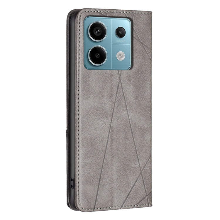 For Xiaomi Redmi Note 13 Pro 4G Global Rhombus Texture Magnetic Leather Phone Case(Grey) - Note 13 Pro Cases by buy2fix | Online Shopping UK | buy2fix