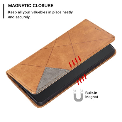 For Xiaomi Redmi A3 Rhombus Texture Magnetic Leather Phone Case(Yellow) - Xiaomi Cases by buy2fix | Online Shopping UK | buy2fix