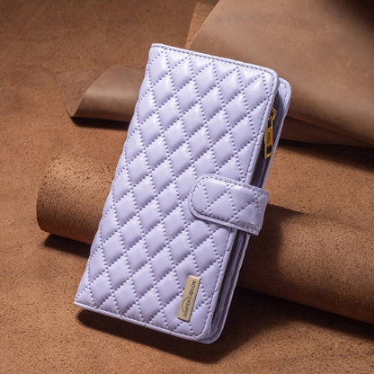 For Xiaomi Redmi K70 / K70 Pro Diamond Lattice Zipper Wallet Leather Flip Phone Case(Purple) - K70 Pro Cases by buy2fix | Online Shopping UK | buy2fix