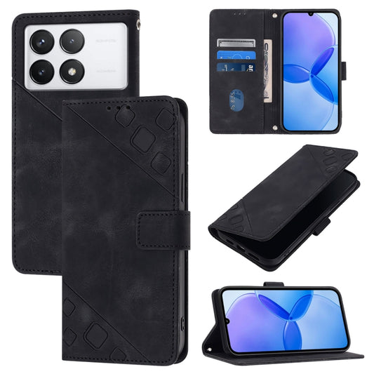 For Xiaomi Redmi K70 / K70 Pro Skin Feel Embossed Leather Phone Case(Black) - K70 Cases by buy2fix | Online Shopping UK | buy2fix