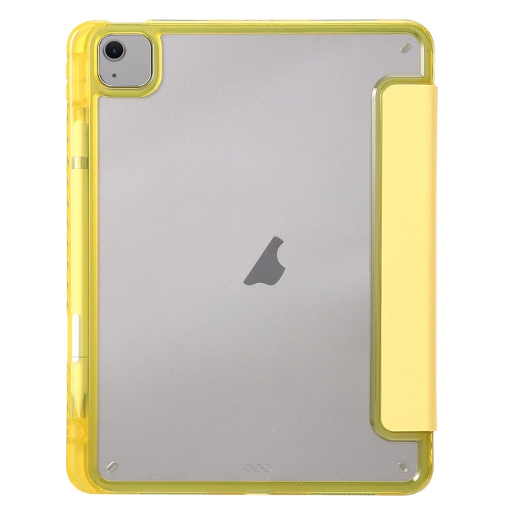 For iPad Air 11 2024 Clear Acrylic 3-Fold Leather Tablet Case(Yellow) - iPad Air 11 2024 Cases by buy2fix | Online Shopping UK | buy2fix