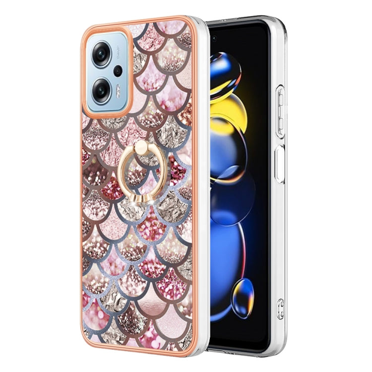 For Xiaomi Redmi Note 11T Pro/Note 11T Pro+ Electroplating IMD TPU Phone Case with Ring(Pink Scales) - Xiaomi Cases by buy2fix | Online Shopping UK | buy2fix