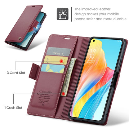 For OPPO A78 4G CaseMe 023 Butterfly Buckle Litchi Texture RFID Anti-theft Leather Phone Case(Wine Red) - OPPO Cases by CaseMe | Online Shopping UK | buy2fix