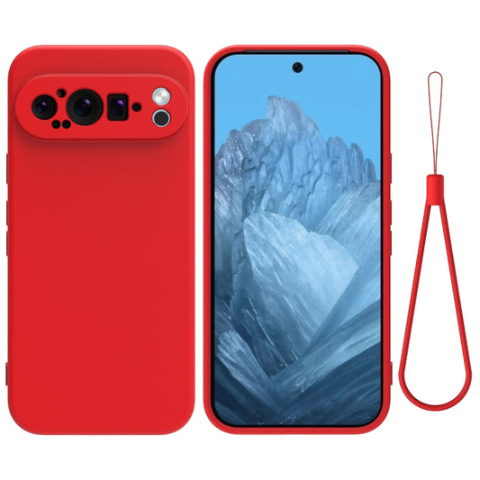 For Google Pixel 9 Pro Pure Color Liquid Silicone Shockproof Phone Case(Red) - Google Cases by buy2fix | Online Shopping UK | buy2fix