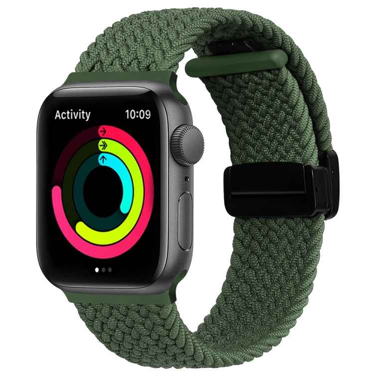 Magnetic Fold Clasp Woven Watch Band For Apple Watch 5 44mm(Green) - Watch Bands by buy2fix | Online Shopping UK | buy2fix