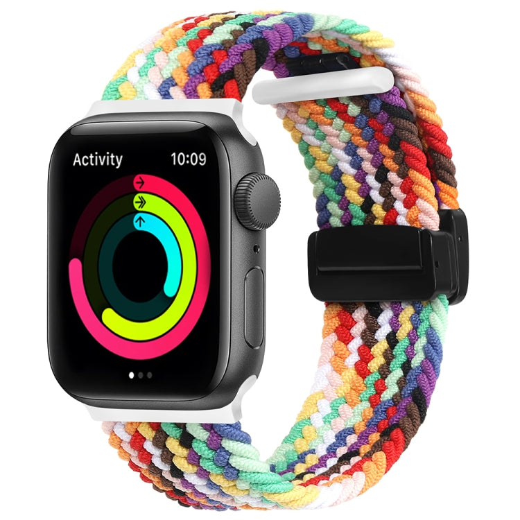 Magnetic Fold Clasp Woven Watch Band For Apple Watch 3 38mm(Rainbow Color) - Watch Bands by buy2fix | Online Shopping UK | buy2fix