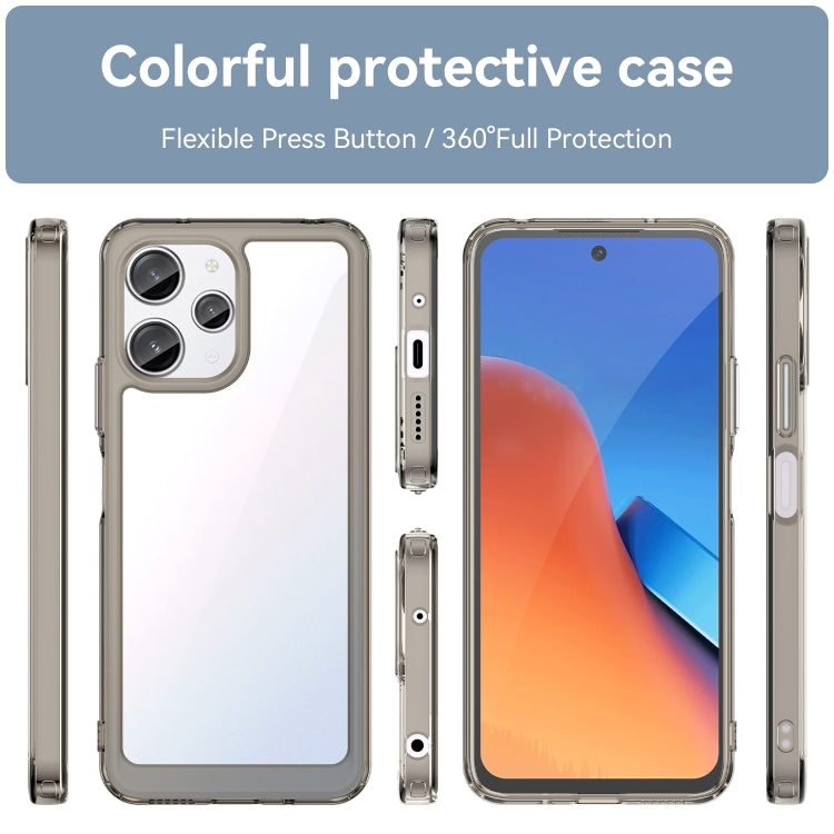 For Xiaomi Redmi 12 5G Colorful Series Acrylic Hybrid TPU Phone Case(Transparent Grey) - Xiaomi Cases by buy2fix | Online Shopping UK | buy2fix