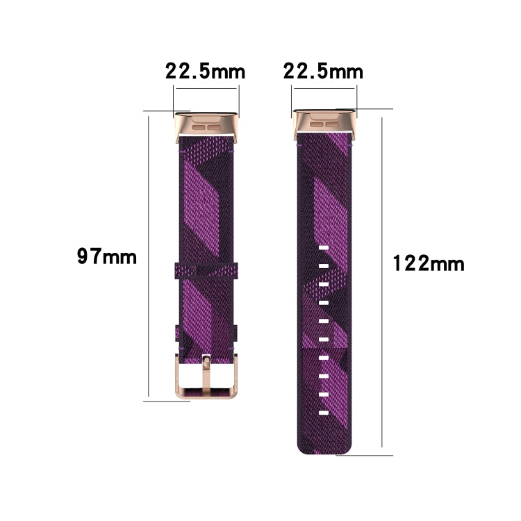 For Fitbit Charge 4 / Charge 3 / Charge 3 SE Stainless Steel Head Grain Nylon Denim Replacement Strap Watchband(Light Purple) - Watch Bands by buy2fix | Online Shopping UK | buy2fix