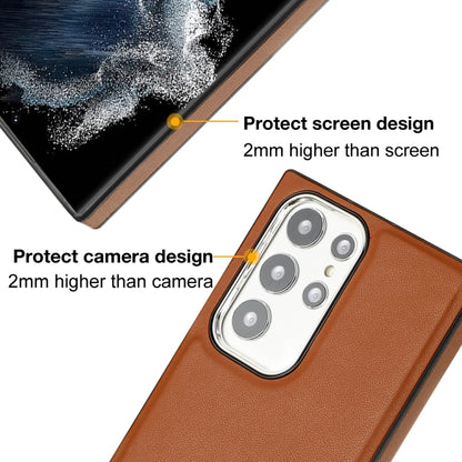 For Samsung Galaxy S22 Ultra 5G Leather Texture Full Coverage Phone Case(Brown) - Galaxy S22 Ultra 5G Cases by buy2fix | Online Shopping UK | buy2fix