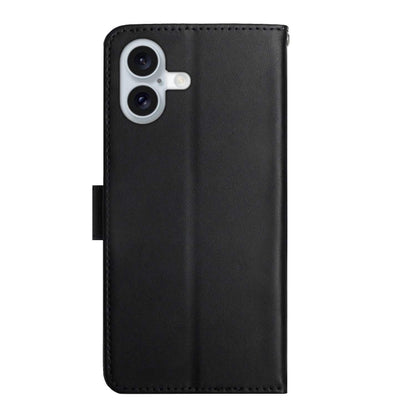 For iPhone 16 Genuine Leather Fingerprint-proof Flip Phone Case(Black) - iPhone 16 Cases by buy2fix | Online Shopping UK | buy2fix