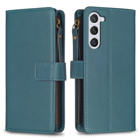 For Samsung Galaxy S23 5G 9 Card Slots Zipper Wallet Leather Flip Phone Case(Green) - Galaxy S23 5G Cases by buy2fix | Online Shopping UK | buy2fix