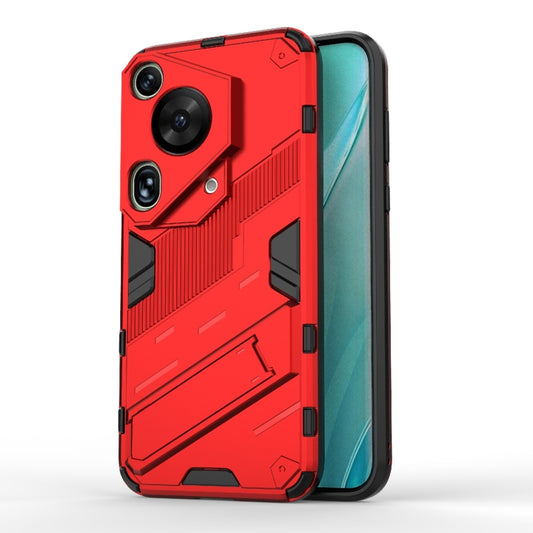 For Huawei Pura 70 Ultra Punk Armor 2 in 1 PC + TPU Phone Case with Holder(Red) - Huawei Cases by buy2fix | Online Shopping UK | buy2fix