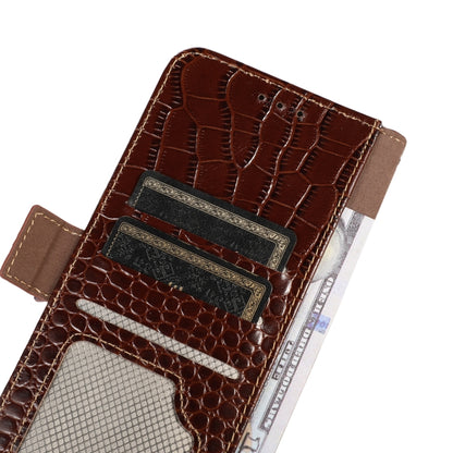 For iPhone 16 Pro Max Crocodile Top Layer Cowhide Leather Phone Case(Brown) - iPhone 16 Pro Max Cases by buy2fix | Online Shopping UK | buy2fix