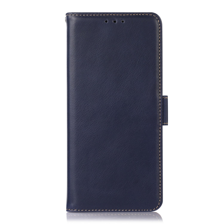 For iPhone 16 Crazy Horse Top Layer Cowhide Leather Phone Case(Blue) - iPhone 16 Cases by buy2fix | Online Shopping UK | buy2fix