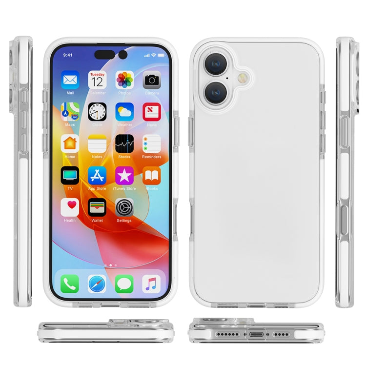 For iPhone 16 Two-color Shockproof High Transparency TPU Phone Case(White) - iPhone 16 Cases by buy2fix | Online Shopping UK | buy2fix