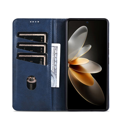 For Xiaomi Redmi K70E AZNS Magnetic Calf Texture Flip Leather Phone Case(Dark Blue) - K70E Cases by AZNS | Online Shopping UK | buy2fix