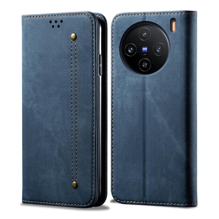 For vivo X100 Pro Denim Texture Flip Leather Phone Case(Blue) - X100 Pro Cases by imak | Online Shopping UK | buy2fix