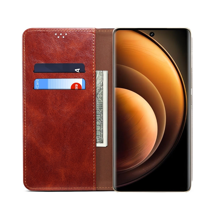 For vivo X100 Pro Oil Wax Crazy Horse Texture Leather Phone Case(Brown) - X100 Pro Cases by imak | Online Shopping UK | buy2fix