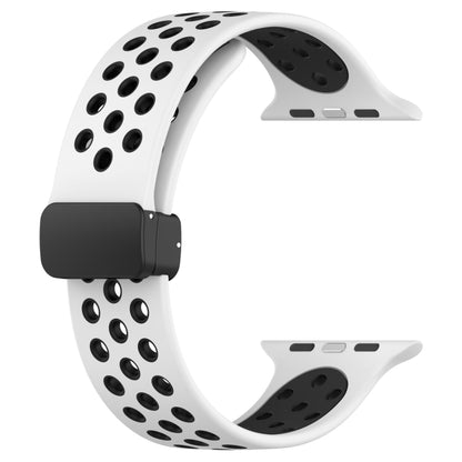 For Apple Watch SE 40mm Magnetic Buckle Silicone Watch Band(White Black) - Watch Bands by buy2fix | Online Shopping UK | buy2fix