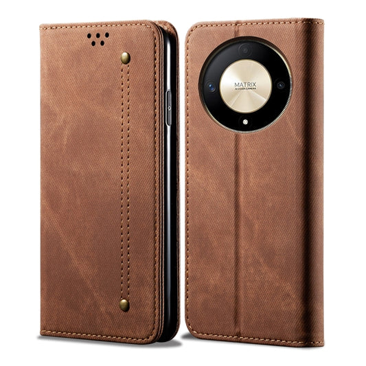 For Honor Magic6 Lite / X9b 5G Denim Texture Flip Leather Phone Case(Brown) - Honor Cases by buy2fix | Online Shopping UK | buy2fix