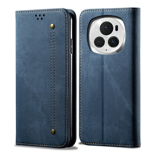 For Honor Magic6 Pro Denim Texture Flip Leather Phone Case(Blue) - Honor Cases by buy2fix | Online Shopping UK | buy2fix