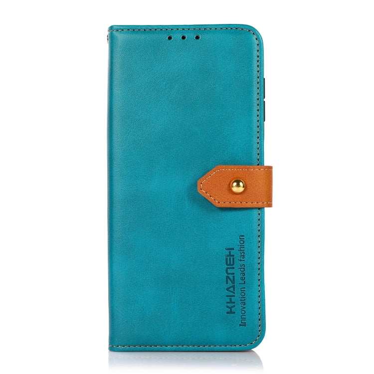 For OnePlus 12 KHAZNEH Dual-color Cowhide Texture Flip Leather Phone Case(Blue) - OnePlus Cases by buy2fix | Online Shopping UK | buy2fix