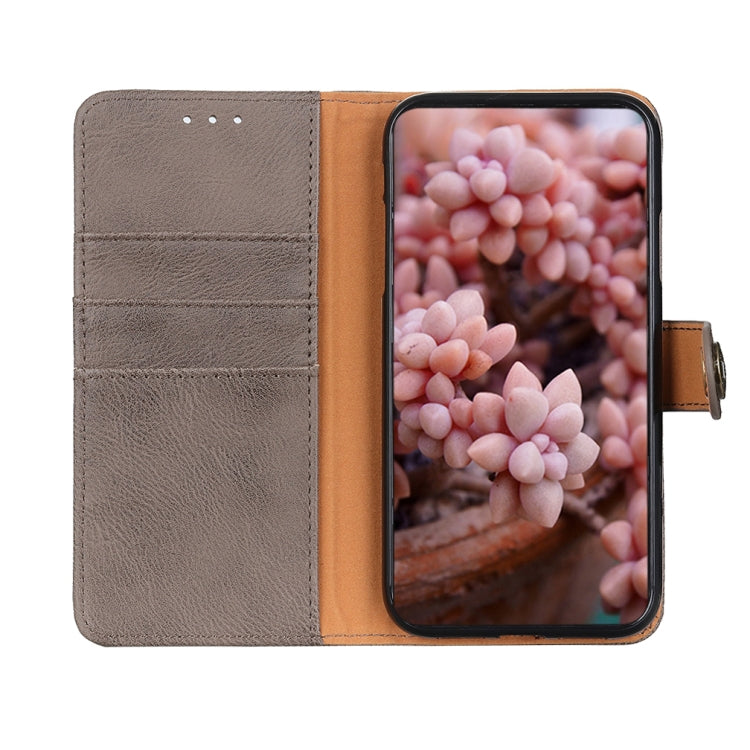 For OnePlus 12 KHAZNEH Cowhide Texture Flip Leather Phone Case(Khaki) - OnePlus Cases by buy2fix | Online Shopping UK | buy2fix