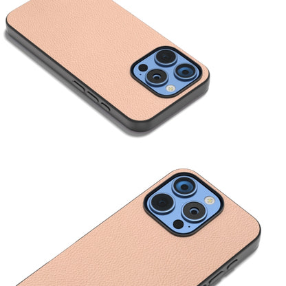 For iPhone 16 Pro ABEEL Genuine Leather + PC Litchi Texture Phone Case(Pink Gold) - iPhone 16 Pro Cases by buy2fix | Online Shopping UK | buy2fix