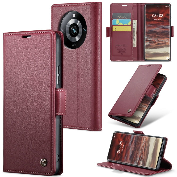 For Realme 11 Pro/11 Pro+ CaseMe 023 Butterfly Buckle Litchi Texture RFID Anti-theft Leather Phone Case(Wine Red) - Realme Cases by CaseMe | Online Shopping UK | buy2fix