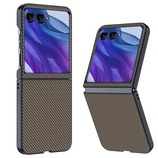 For Motorola Razr 50 Ultra Ultra-thin Carbon Fiber Texture Printing Phone Case(Gold) - Motorola Cases by buy2fix | Online Shopping UK | buy2fix