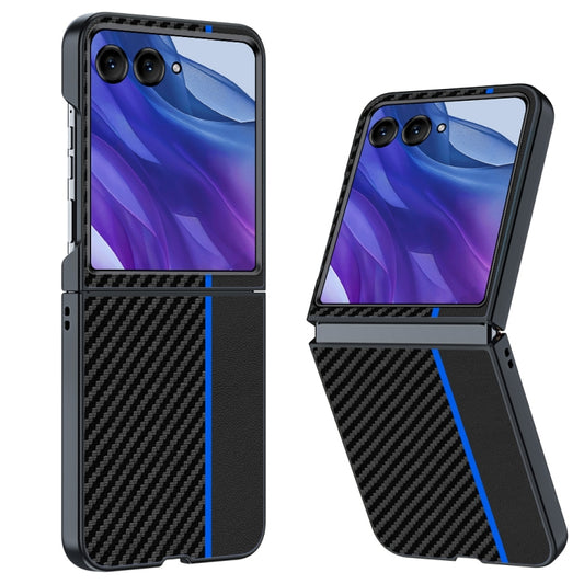 For Motorola Razr 50 Ultra Ultra-thin Carbon Fiber Texture Printing Phone Case(Black Blue) - Motorola Cases by buy2fix | Online Shopping UK | buy2fix