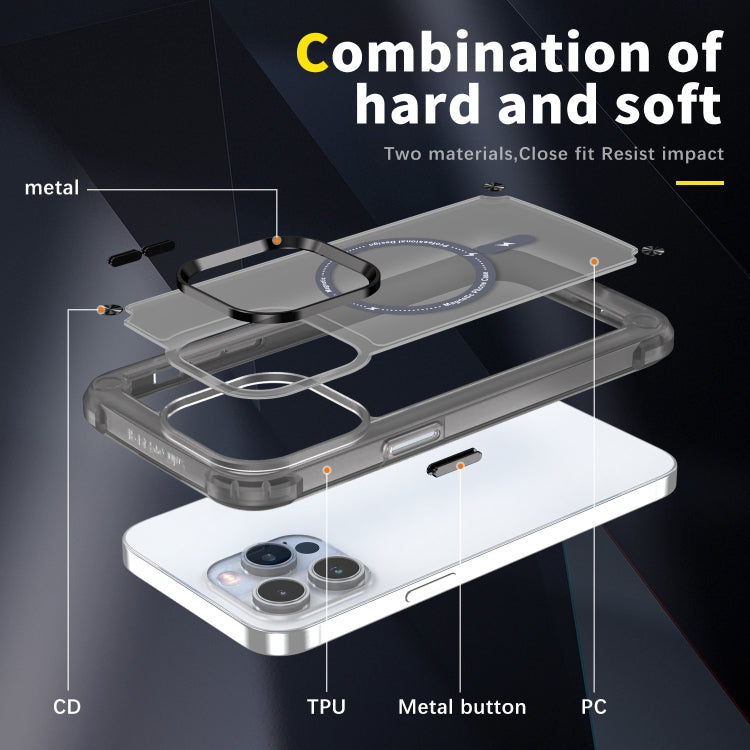 For iPhone 15 Skin Feel TPU + PC MagSafe Magnetic Phone Case(Transparent Black) - iPhone 15 Cases by buy2fix | Online Shopping UK | buy2fix
